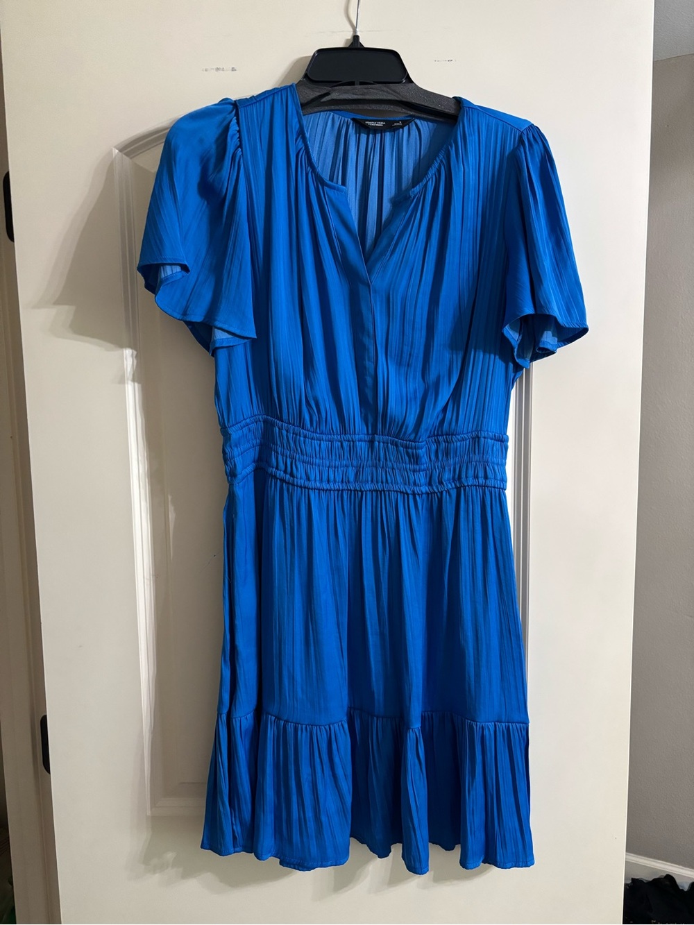 Simply Vera Vera Wang Bright Blue Short Sleeve V-Neck Tiered Mini Dress
